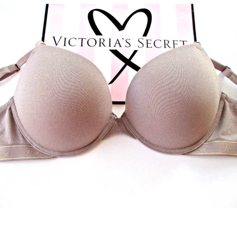 NWT VICTORIA'S SECRET PINK Super Push-Up Bra VS
Iced Coffee Shine Shimmer 38B
